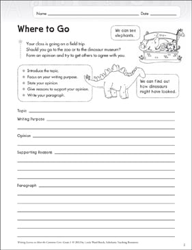 where to go grade 3 opinion writing lesson printable assessment tools checklists