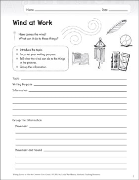 Wind at Work: Grade 3 Informative Writing Lesson | Printable ...
