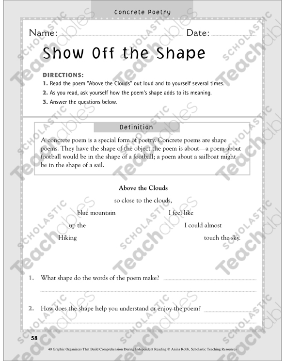 Show Off The Shape Independent Reading Graphic Organizer Printable Graphic Organizers Skills Sheets