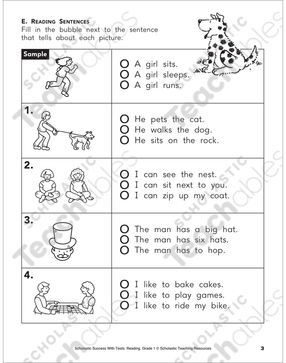 Reading Skills Practice Test 10 (Grade 1) | Printable Test Prep, Tests ...