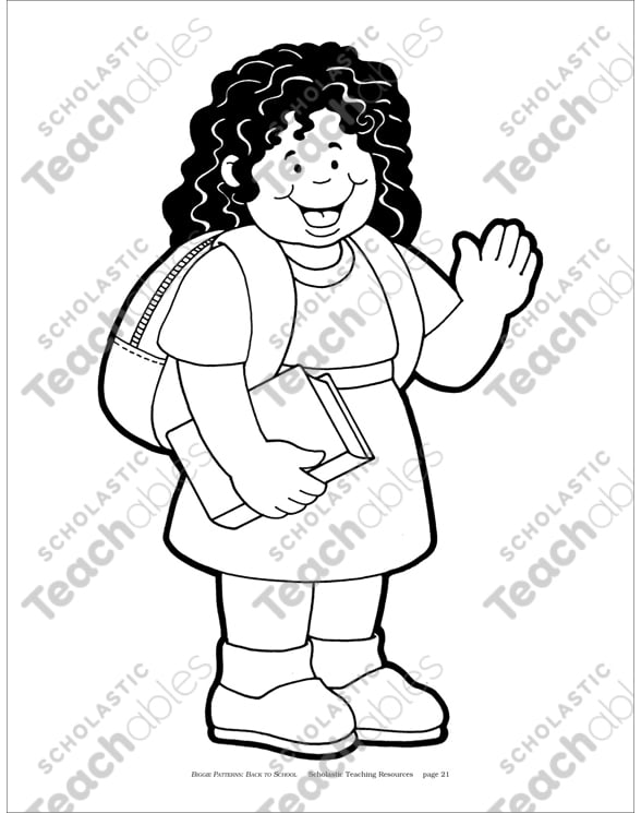 girl with backpack clipart