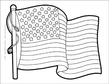 american flag on pole reproducible pattern  printable