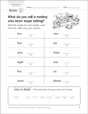 Talking Monkeys: Solve-the-Riddle Math Practice | Printable ...