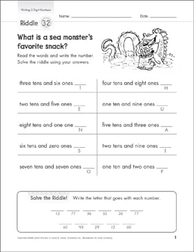 Sea Monster Snack: Solve-the-Riddle Math Practice 