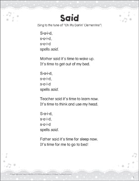 Said Sight Word Song And Mini Book Printable Mini Books In the next curriculum up, learn to read, my kindergartner loved our color it crazy sight word. said sight word song and mini book