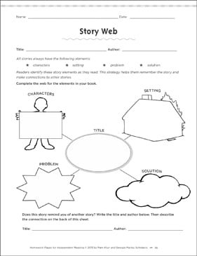 Story Web Independent Reading Homework Printable Skills
