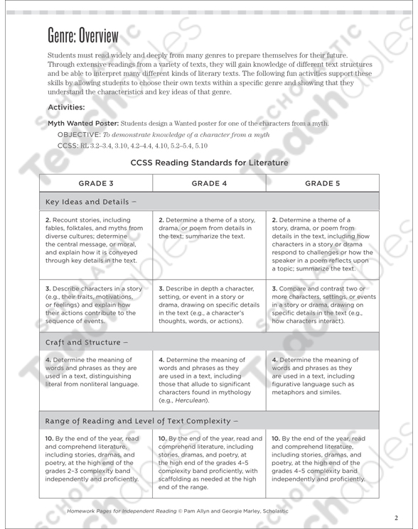 Myth Wanted Poster: Independent Reading Homework | Printable ...