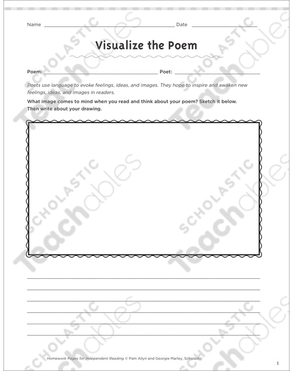 Visualize the Poem: Independent Reading Homework | Printable ...