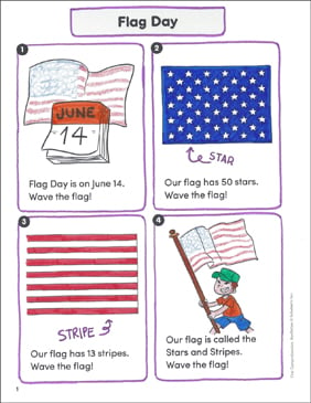 flag day first comprehension nonfiction printable skills sheets