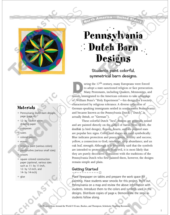Pennsylvania Dutch Barn Designs Art Project From The United States Printable Craftivities Skills Sheets