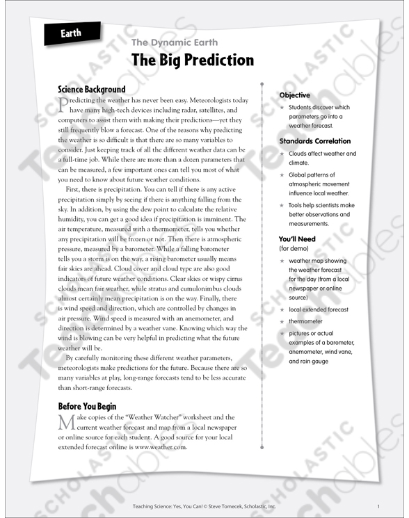The Big Prediction (Weather Maps and Forecasts) | Printable ...
