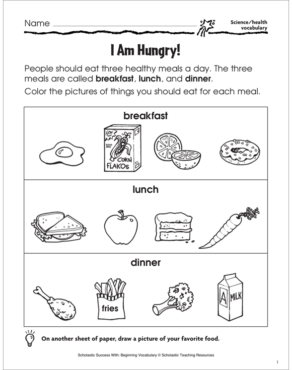 I Am Hungry (Science/Health) Printable Skills Sheets