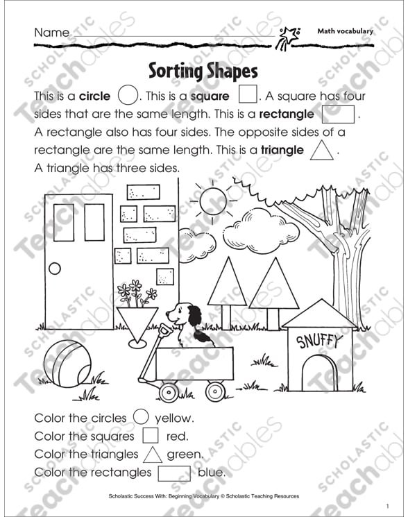 Sorting Shapes (Math) | Printable Skills Sheets