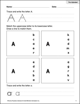Letter A: Matching and Picture Puzzle
