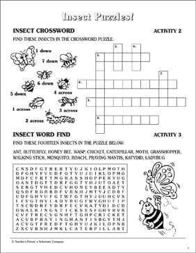 insect word find printable word searches crossword puzzles