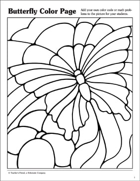 Butterfly Color by Number Printable Coloring Page