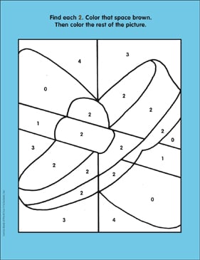 Brown Shoe Number 2 Color by Numbers Page Printable Hidden