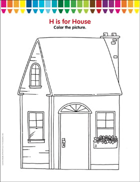 h is for house coloring page printable coloring pages