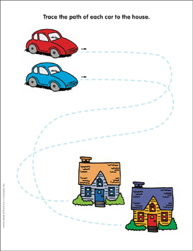 Cars: Tracing Practice Page | Printable Skills Sheets