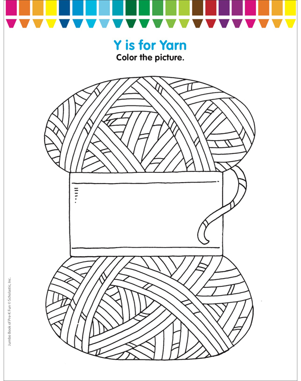 Y is for Yarn Coloring Page Printable Coloring Pages