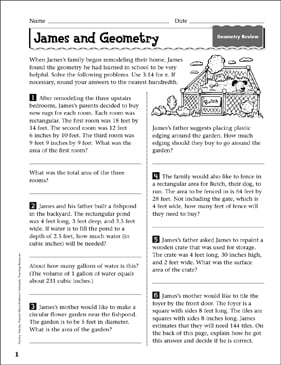 James and Geometry: Word Problem Practice | Printable Skills Sheets