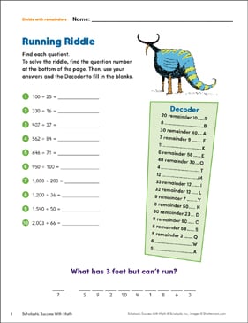Running Riddle (Divide With Remainders) | Printable Games and ...