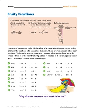 Fruity Fractions (Fractions as Decimals)