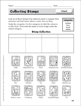 Collecting Stamps Chart Instant Math Practice Page For