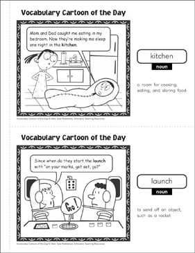 Nouns (kitchen/launch): Vocabulary Cartoons | Printable Skills Sheets Nouns (kitchen/launch): Vocabulary Cartoons | Printable Skills Sheets