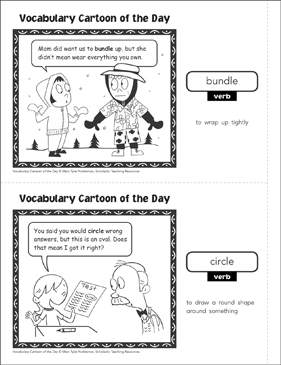 Verbs Bundle Circle Vocabulary Cartoons Printable