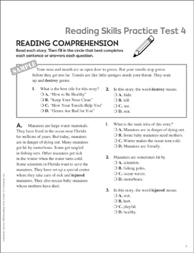 reading skills practice test 4 grade 3 printable test prep and tests