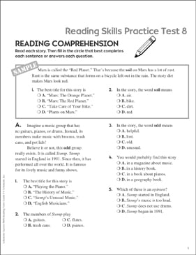 reading skills practice test 4 grade 3 printable test prep and tests