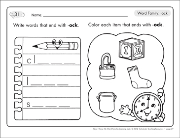Ag Word Family Match Letter And Write The Word Word