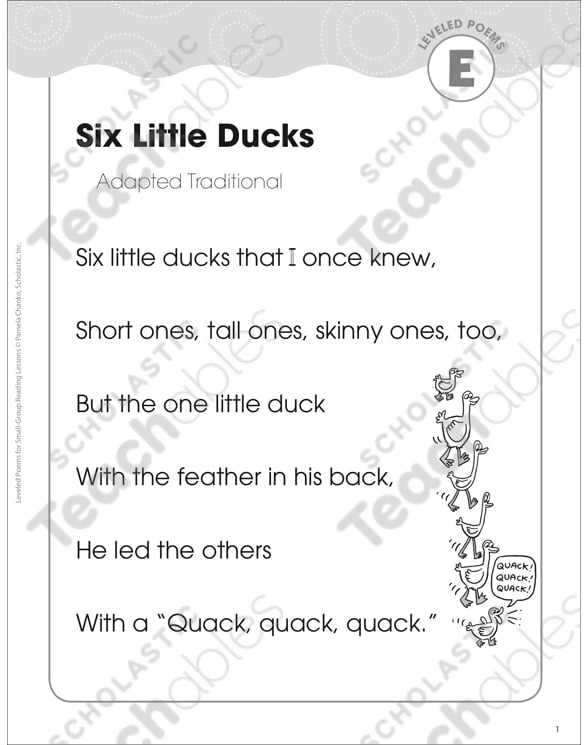 poem 4 little duckling