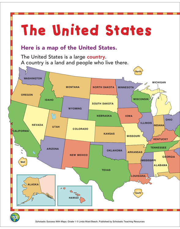 The United States 1st Grade Map Skills Printable Maps and Skills Sheets