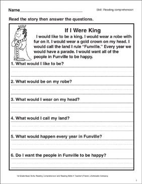 Wally The Whale Reading Comprehension Printable Skills Sheets