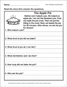The Apple Pie Reading Prehension