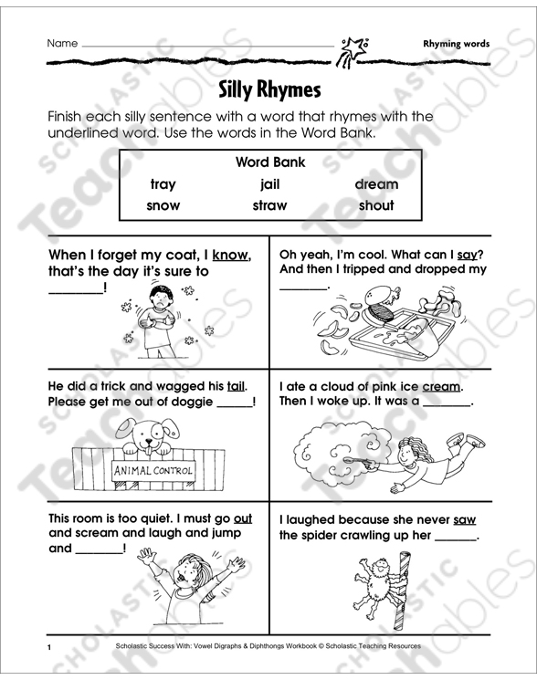Silly Rhymes (Rhyming words) | Printable Skills Sheets
