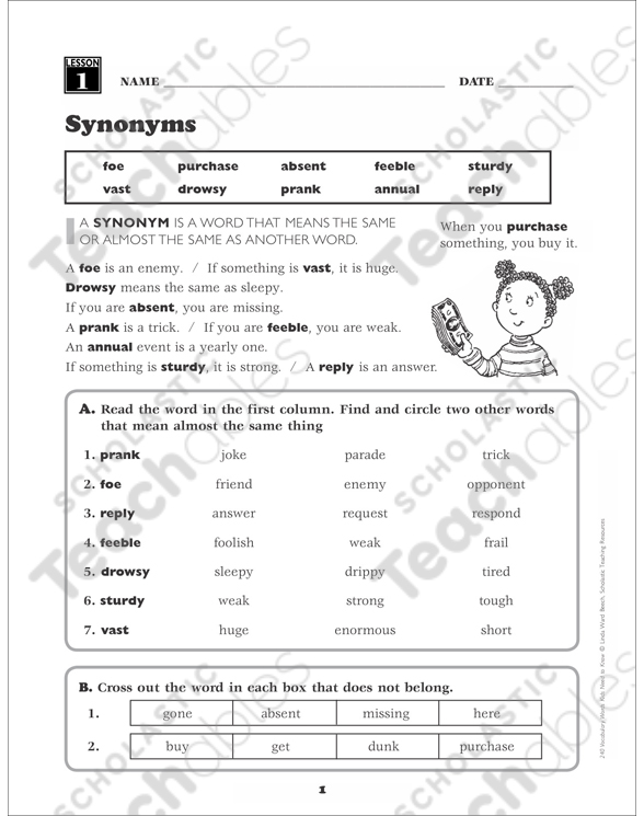 Synonym Worksheet 3