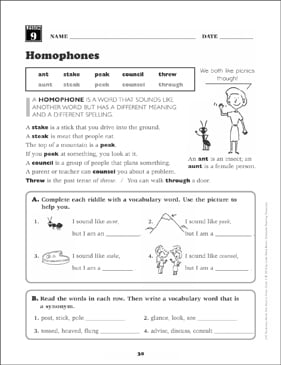 homophones ant stake grade 3 vocabulary printable skills sheets