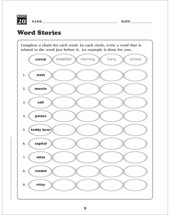 Word Stories: Grade 3 Vocabulary | Printable Skills Sheets