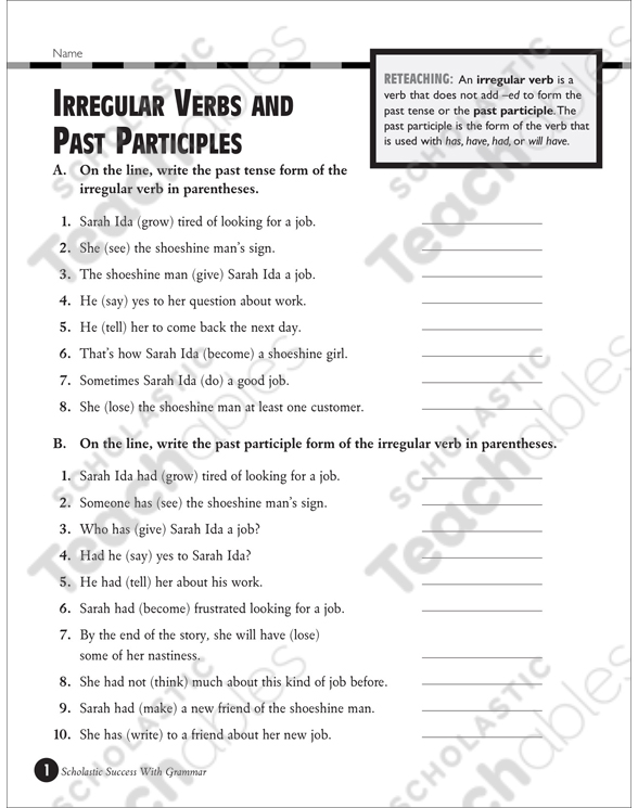 Critical Thinking Worksheet Grades K-2: Verb Tense