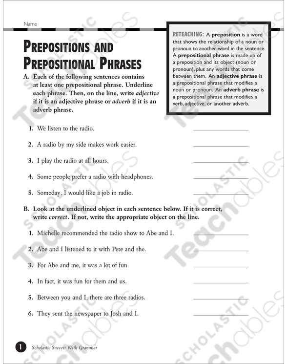 Writing With Prepositions Worksheets K5 Learning Identifying 