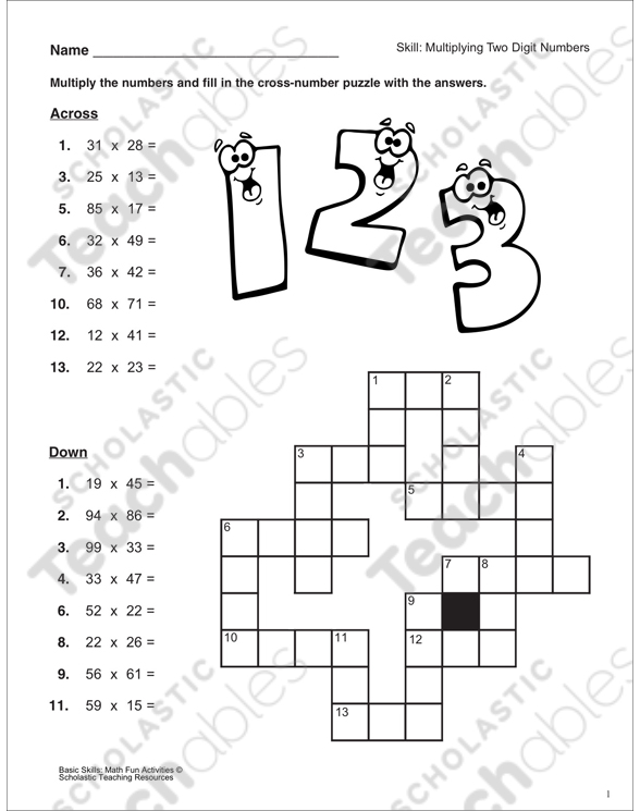 Multiplication with Two-Digit Numbers | Printable Skills ...