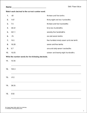 comparing ordering decimals worksheets games practice activities printable lesson plans for kids