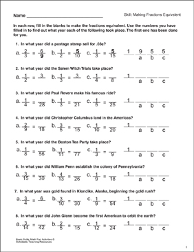 Equivalent Fractions (Fun Facts Activity) | Printable Skills ...