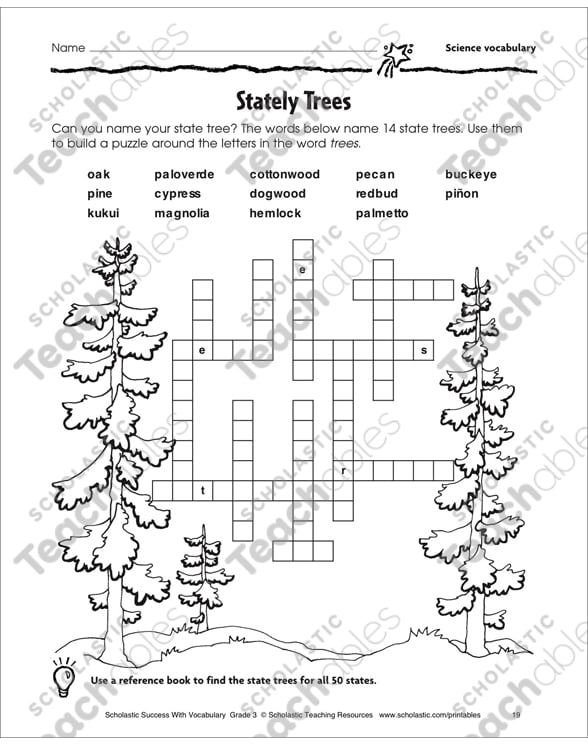 Stately Trees (Science Vocabulary) | Printable Skills Sheets