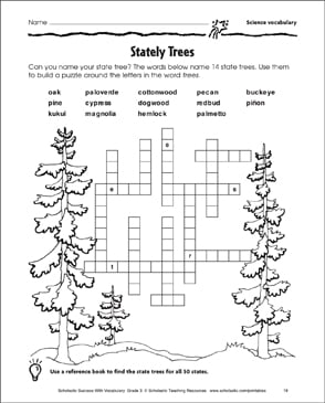 Stately Trees (Science Vocabulary) | Printable Skills Sheets
