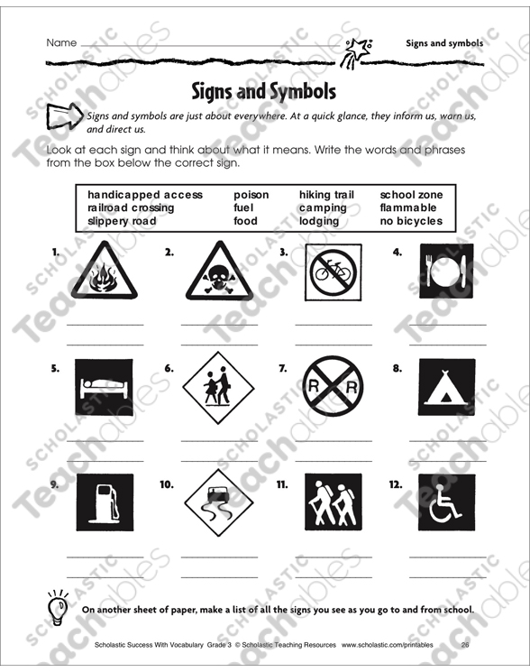Signs And Symbols Signs And Symbols Printable Skills Sheets
