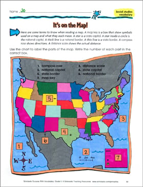 It S On The Map Social Studies Vocabulary Printable Skills Sheets